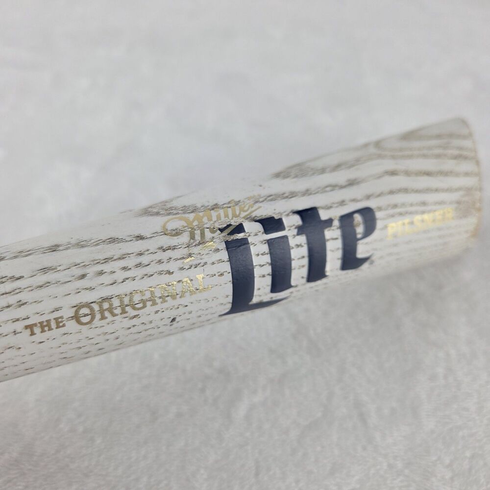 Vintage Miller Lite Original Pilsner Draft Beer Tap Handle White Wood - Picture 3 of 10